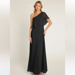 Azazie Asymmetric Ruffled One-Shoulder Gown
